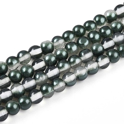 Baking Paint Transparent Glass Beads Strands DGLA-N011-4mm-07-1