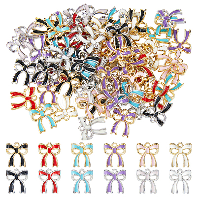 72Pcs 12 Colors Alloy Enamel Pendants ENAM-HS0001-06-1