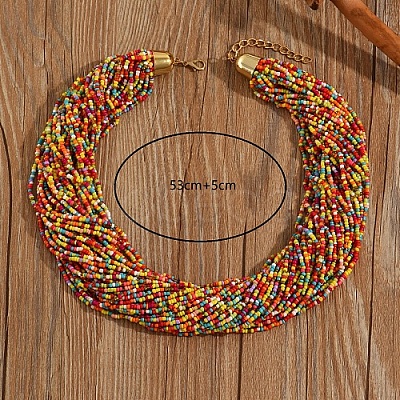 Plastic Beaded Multi-strand Necklaces ZG0249-4-1