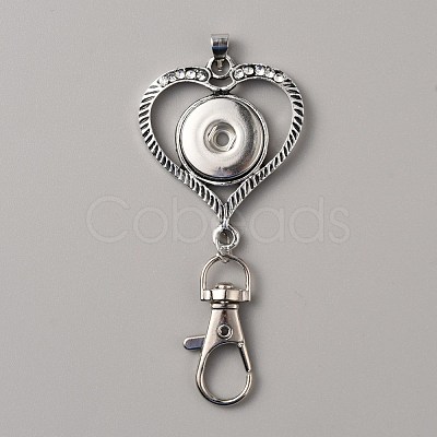 Alloy Rhinestone Snap Keychain Making KEYC-WH0018-79-1