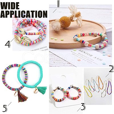 Flat Round Handmade Polymer Clay Bead Spacers CLAY-R067-4.0mm-05-1