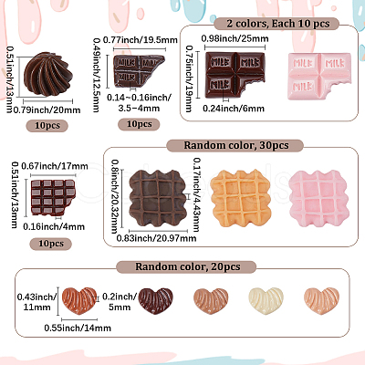 100Pcs 7 Styles Resin Decoden Decoden Cabochons CRES-SP0001-26-1