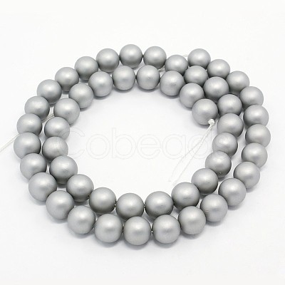Round Shell Pearl Frosted Beads Strands X-BSHE-I002-8mm-223-1