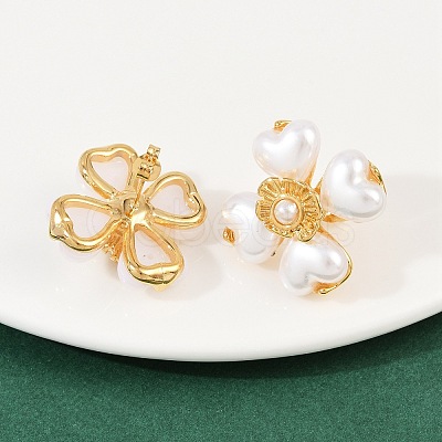 304 Stainless Steel Flower Stud Earrings LS-EJEW-A138-09G-1