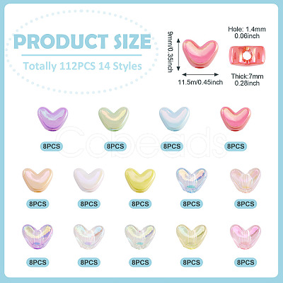 112Pcs 14 Styles UV Plating Transparent and Opaque Acrylic Beads MACR-TA0002-32-1