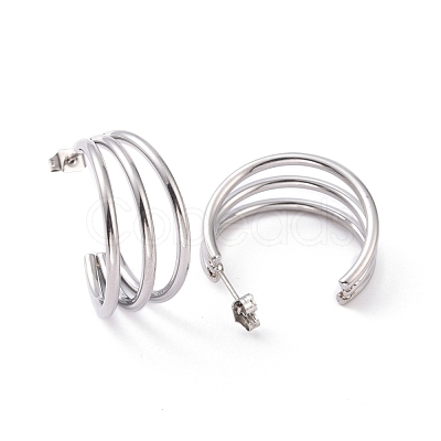 Non-Tarnish 304 Stainless Steel C-shape Stud Earrings EJEW-G298-13B-P-1