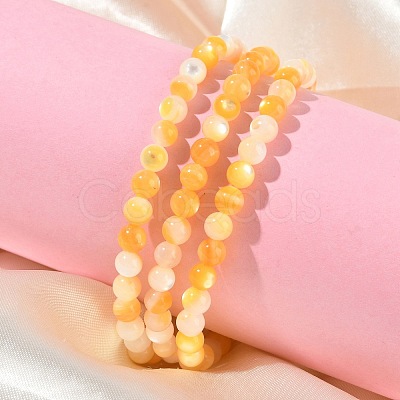 5MM Natural Yellow Shell Round Beaded Stretch Bracelets SH-CBACA76-18A-1