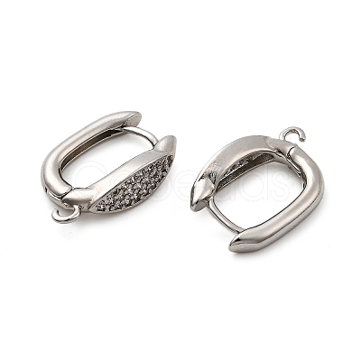 Horse Eye Brass Micro Pave Cubic Zirconia Hoop Earring Findings KK-C134-25P-1