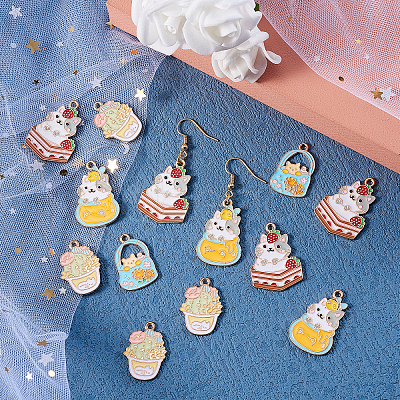 20Pcs 4 Style Alloy Enamel Pendants ENAM-CJ0001-111-1