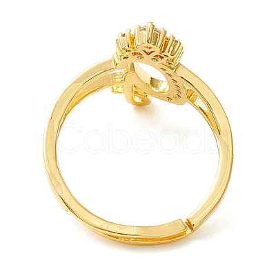 Clear Cubic Zirconia Initial Letter with Crown Adjustable Ring RJEW-M139-17G-1