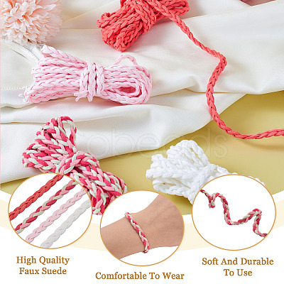 10 Yards 4 Colors Braided Flat Faux Suede Cord LW-TA0001-05-1