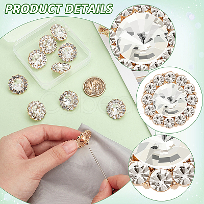 10Pcs Alloy Rhinestone Shank Buttons FIND-FG0003-20KCG-1