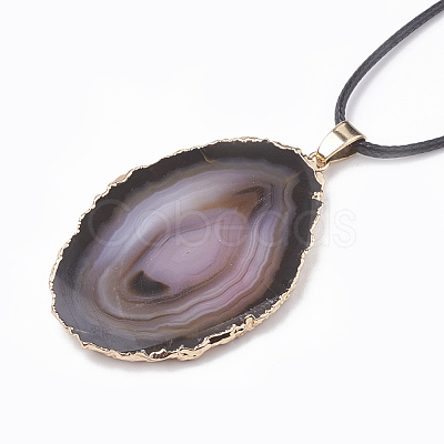 Dyed Natural Brazilian Agate Pendant Necklaces G-T104-10-1