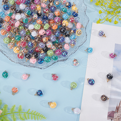 180Pcs 15 Colors Glass Ball Pendants GLAA-ME0001-25-1