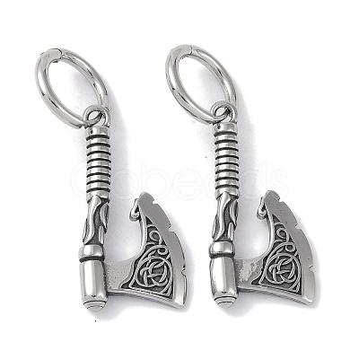 316 Surgical Stainless Steel Axe Hoop Earrings for Women EJEW-P274-16B-AS-1