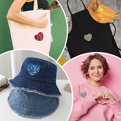 12Pcs 6 Colors Heart Computerized Embroidery Cloth Self Adhesive Patches DIY-CY0001-24-1