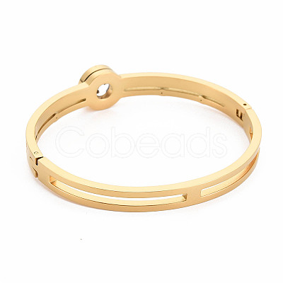 Crystal Rhinestone Flat Round Bangle with Roman Numeral BJEW-N017-007LG-1