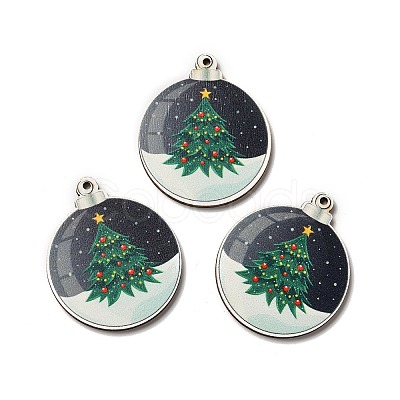 Single Face Printed Wood Pendants WOOD-H102-02H-1