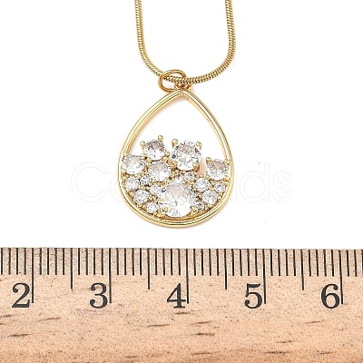 304 Stainless Steel Micro Pave Clear Cubic Zirconia Pendant Necklaces for Women NJEW-Z103-01G-05-1