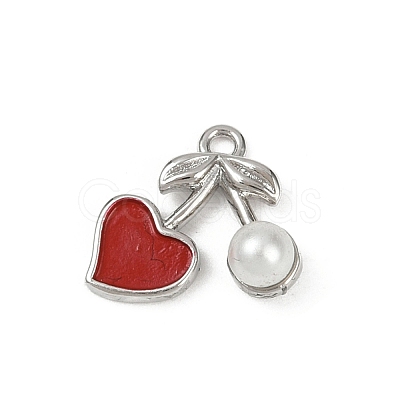 Brass Plastic Pearl Charms KK-M322-50P-1
