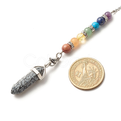 Chakra Theme Gemstone Drowsing Pendulum PALLOY-JF01520-1