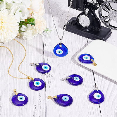 ARRICRAFT 8Pcs 4 Style Handmade Lampwork Evil Eye Pendants FIND-AR0003-27-1