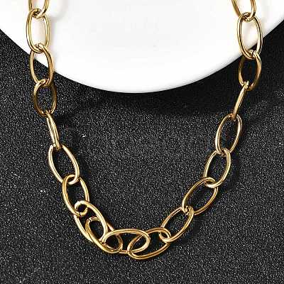 304 Stainless Steel Cable Chain Necklaces with Spring Ring Clasps for Women X-NJEW-Z091-09G-1