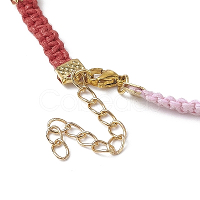 Braided Waxed Polyester Rectangle Link Chain Bracelets BJEW-JB10001-1
