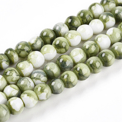 Baking Paint Glass Beads Strands X-DGLA-N003-6mm-C06-1