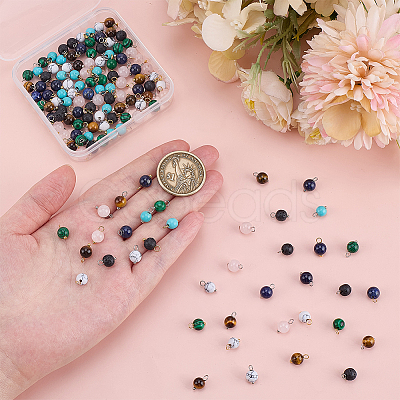 140Pcs Natural & Synthetic Gemstone Pendants PALLOY-AR00044-1