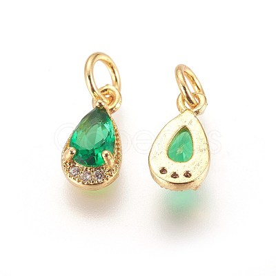 Brass Cubic Zirconia Charms KK-E772-13A-G-1