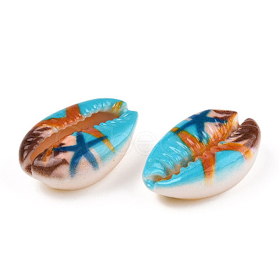 Printed Cowrie Shell Beads X-SSHEL-T013-01C-1