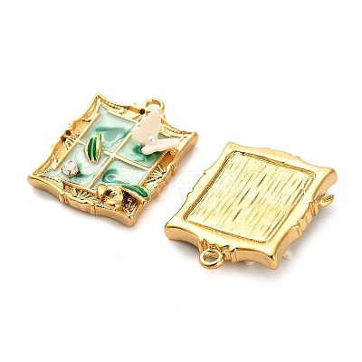 304 Stainless Steel Enamel & Rhinestone Pendants STAS-B084-02G-01-1