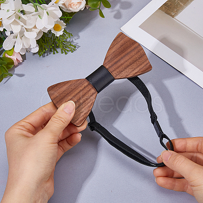 Adjustable Wood Bow Ties for Bridegroom AJEW-WH0455-340-1