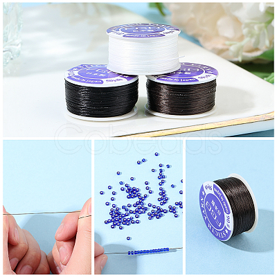 3 Rolls 3 Colors Special Coated Nylon Beading Threads for Seed Beads OCOR-PA0001-01B-1