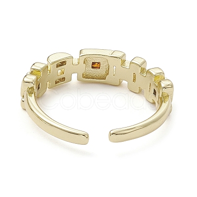 Rack Plating Brass Micro Pave Cubic Zirconia Open Cuff Rings RJEW-K257-23G-1