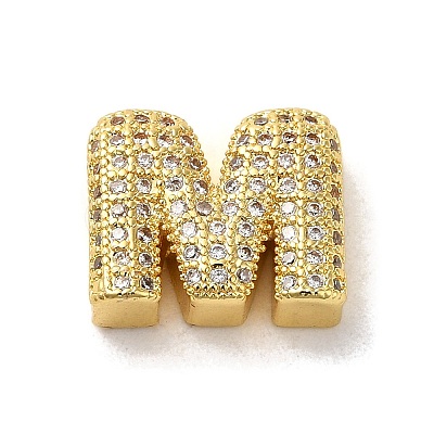 Brass Micro Pave Clear Cubic Zirconia Charms ZIRC-C009-01G-M-1