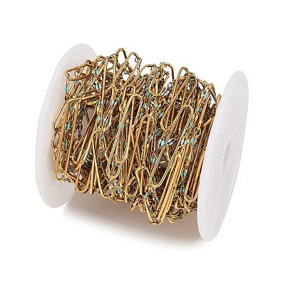 304 Stainless Steel Enamel Dapped Chain Oval Link Chains CHS-K021-15G-03-1