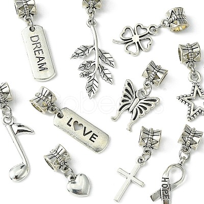 10Pcs 10 Styles Tibetan Style Alloy European Dangle Charms PALLOY-FZ00003-1