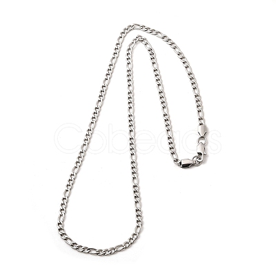 3.8MM 304 Stainless Steel Figaro Chain Necklaces for Women NJEW-B134-02B-P-1