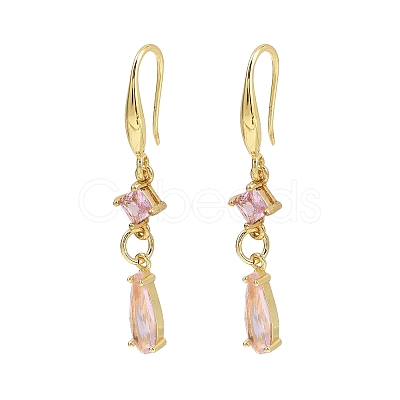 Brass Micro Pave Cubic Zirconia Teardrop Dangle Earrings EJEW-C156-03G-1