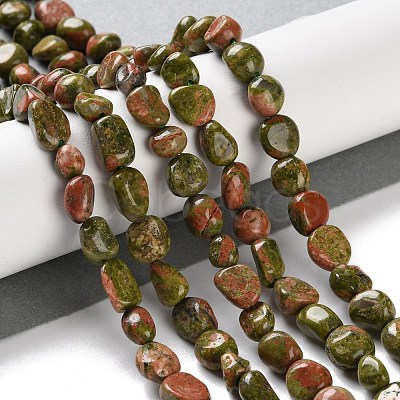 Natural Unakite Beads Strands G-P497-01C-15-1