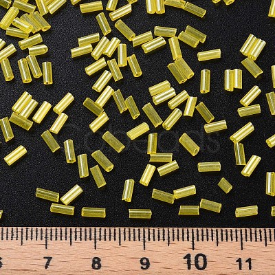 Transparent Colours Luster Glass Bugle Beads SEED-N005-001-A12-1