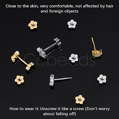 60Pcs 2 Colors Stainless Steel Ear Nuts STAS-BBC0006-40A-1