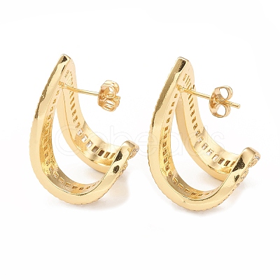 Clear Cubic Zirconia Triangle Stud Earrings EJEW-L231-74G-1