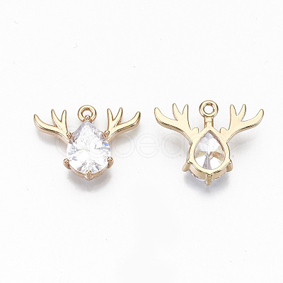 Brass Glass Rhinestone Pendants GLAA-S179-24A-RS-1