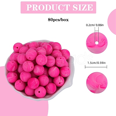 80Pcs Round Silicone Focal Beads SIL-SZ0001-24-38-1