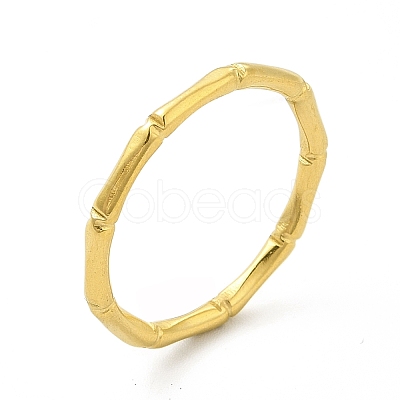 PVD Vacuum Plating 304 Stainless Steel Bamboo Finger Ring for Men Women RJEW-A013-01G-1