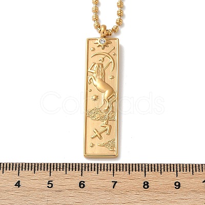 304 Stainless Steel Clear Cubic Zirconia Rectangle Constellation Pendant Necklaces for Women Men NJEW-S435-01G-I-1