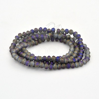 Full Rainbow Plated Faceted Rondelle Glass Beads Strands EGLA-J054-3x2mm-FR02-1